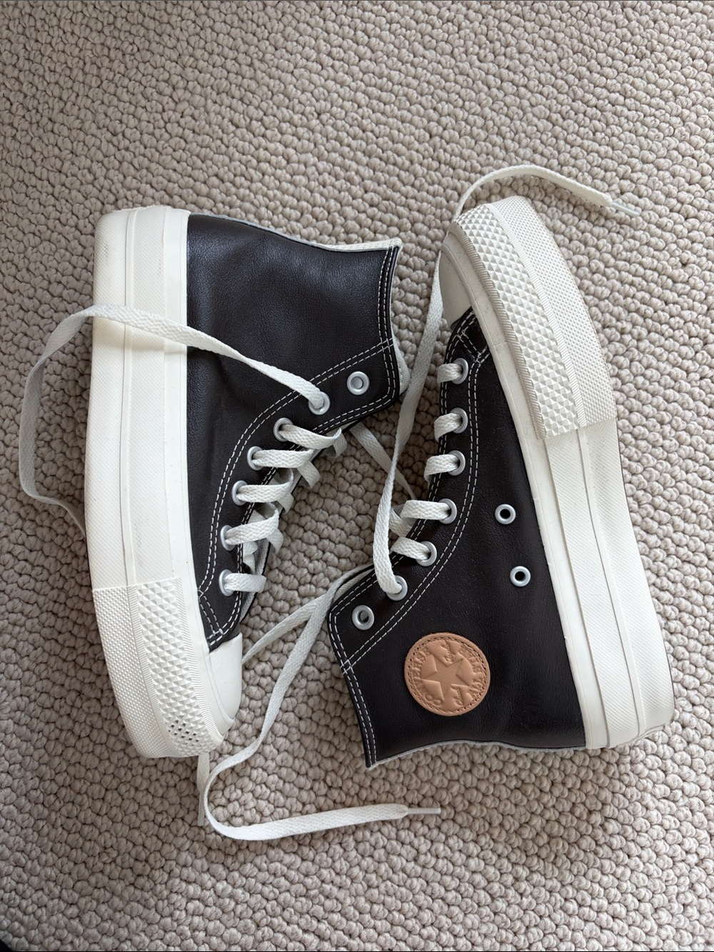 CUSTOM Brown Leather Converse All Star Hi Lift